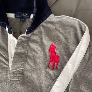 Polo by Ralph Lauren Gray Long Sleeve Shirt/BIG LOGO POLO